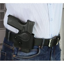 Quick draw OWB nylon belt holster with adjustable retention