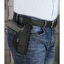 Duty nylon OWB holster with lowered carry position