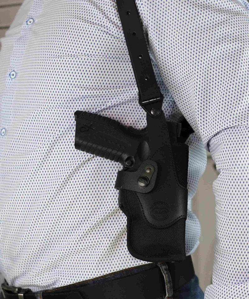 Vertical nylon shoulder holster