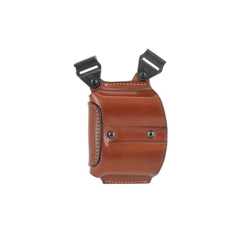 Open double magazine leather pouch for shoudler system