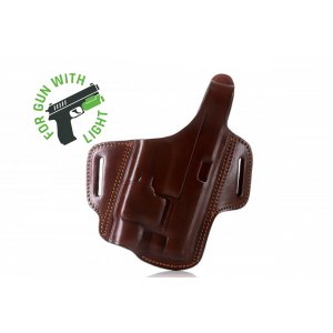 Pancake style OWB leather holster for pistol with laser/light