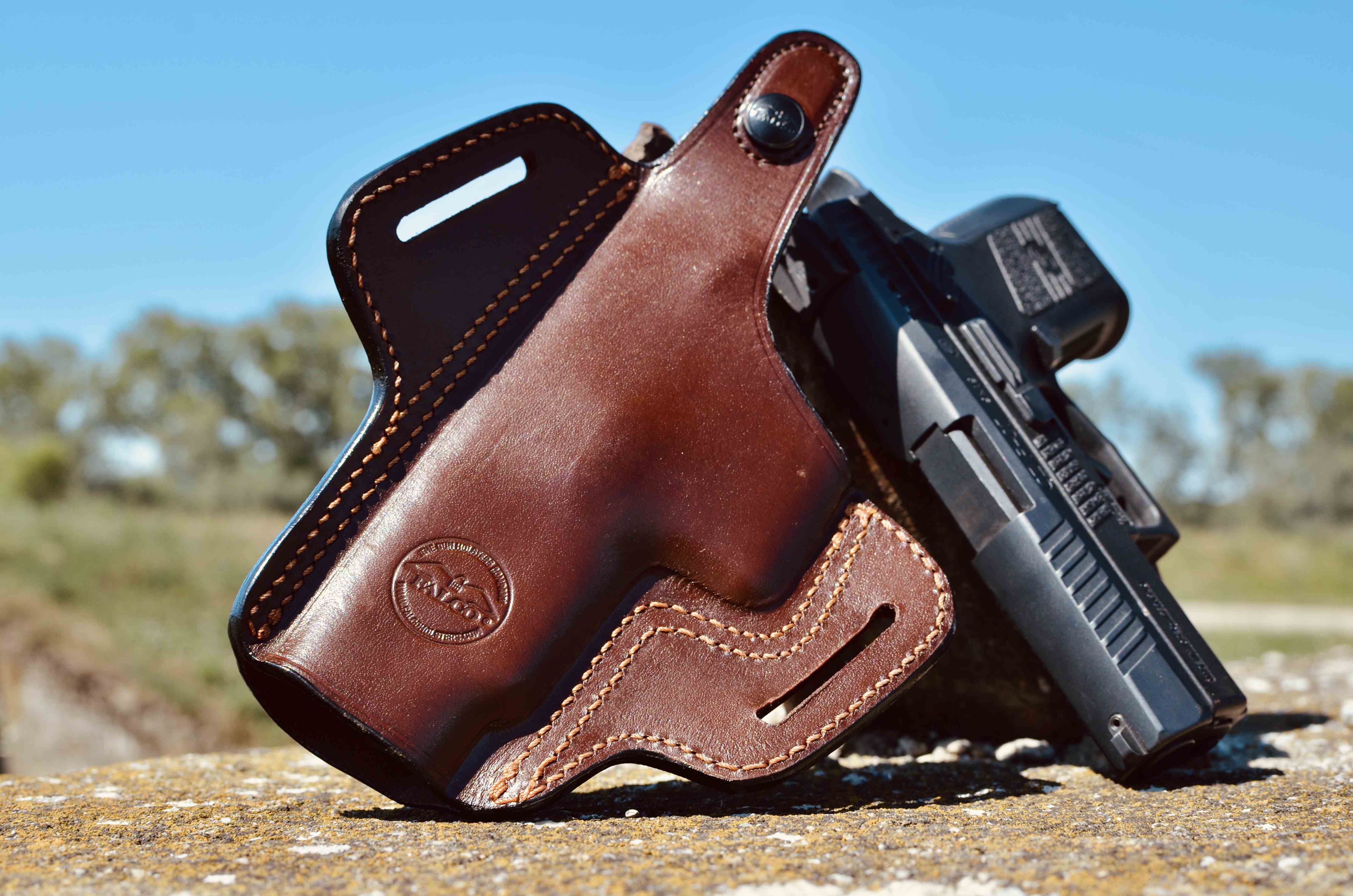 Leather Owb Thumb Break Holster for Browning Hi Power Choose Color. 