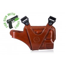Horizontal leather shoulder holster for guns with light