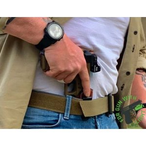 Timeless open-top IWB leather holster for gun with laser/light
