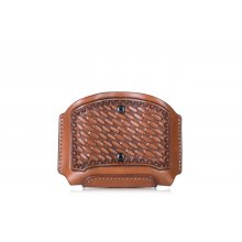 Exclusive Hand-Carved Leather Magazine Pouch - BASKET WEAVE
