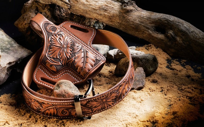 Exclusive Hand-Carved Leather OWB Custom Holster - FLORAL