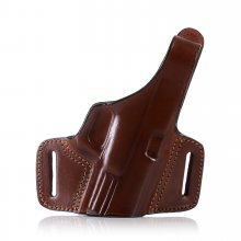 High ride OWB leather holster with thumb break