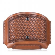Exclusive Hand-Carved Leather Magazine Pouch - BASKET WEAVE