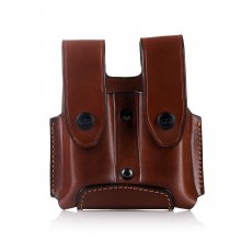 Double magazine open top OWB leather pouch