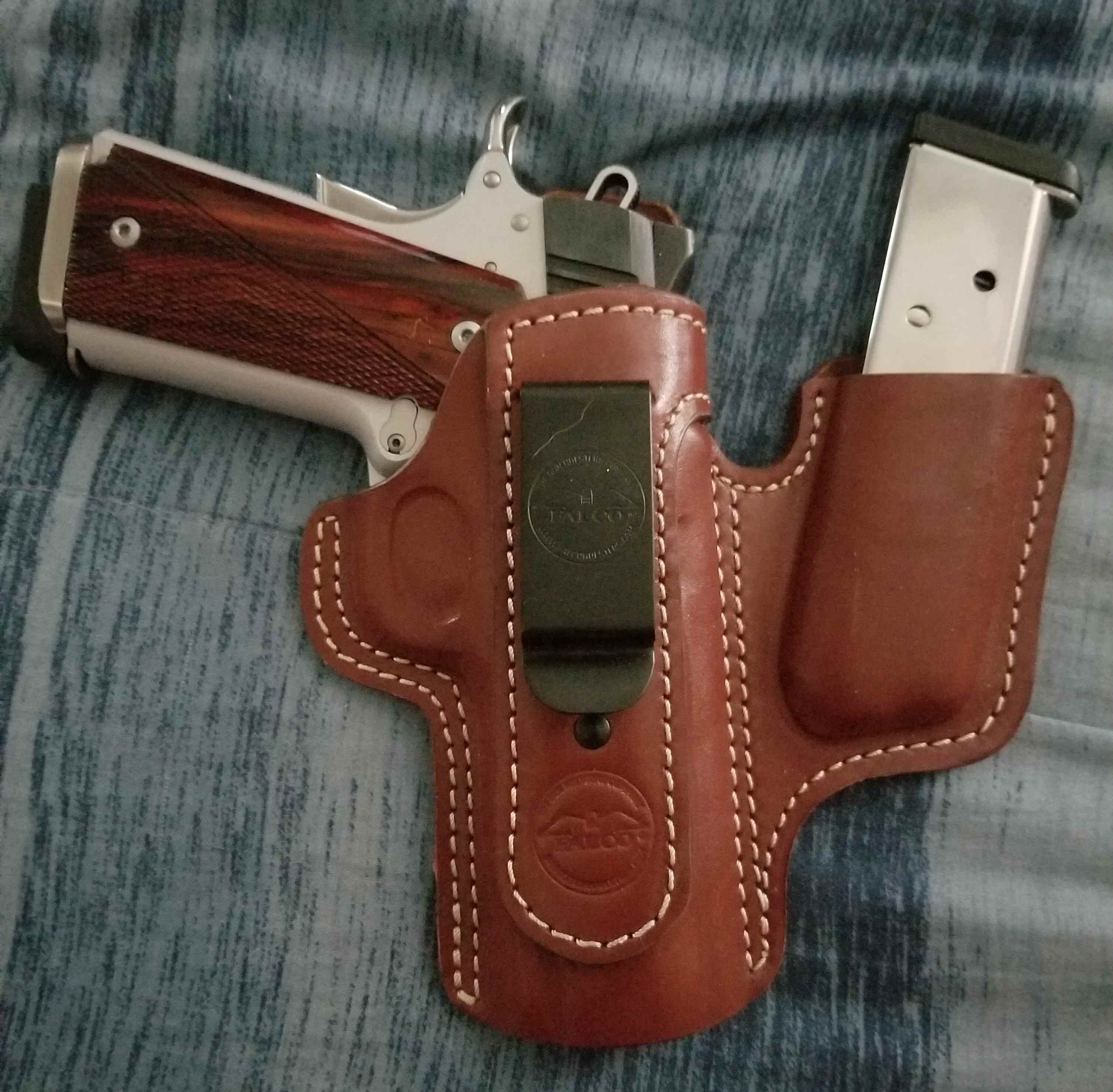 Timeless Open-Top IWB Leather Custom Holster for Gun with Laser